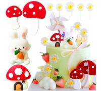 JeVenis cake topper coniglietto del bosco casa delle fate con fungo del bosco decorazione per torta a fungo compleanno baby shower party supplies