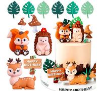 JeVenis copri torta con figure di animali del bosco copri torta con animali della foresta compleanno di animali della foresta volpe cervo riccio figure per torta