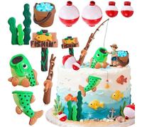 JeVenis decor per torte di pesca decor per compleanni di pesca stile andare a pescare decor per torte e per compleanni per baby shower pensionamento addio accessori