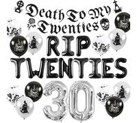 JeVenis decorazione morte ai miei 20 anni rip to my 20 palloncini rip twenties balloons decorazione di compleanno gotica 30 di compleanno banner morte ai miei 20 anni