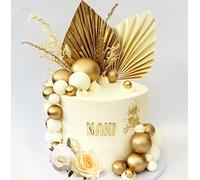JeVenis decorazione per torta con rose champagne decorazione per torta con palline in oro bianco decorazione per torta con foglie di palma dorate decorazione per torta boema