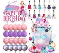 JeVenis decorazione per torta di compleanno di un cantante chitarra cake topper decorazioni per feste di compleanno a tema per ragazze festa era musica fan amante forniture per la festa