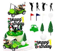 JeVenis Decorazione per torte da golf Verso il topper per torta verde Decorazioni per torte a tema golf Forniture per feste da golf Bomboniere per feste da golf Decorazione di compleanno per golf
