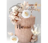 JeVenis decorazione torta champagne boho decorazione per torta con palline d'oro topper per torta con foglie di palma oro palla d'oro bianca boho per matrimonio compleanno anniversario