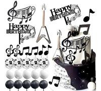 JeVenis Decorazione Torta Disco e Chitarra per Compleanno e Festa Rock 'n' Roll