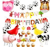 JeVenis Decorazioni Di Compleanno In Fattoria Decorazioni Per Feste Di Animali Da Fattoria Anatra Pollo Mucca Pecora Maiale Asino Compleanno Per Palloncino In Alluminio