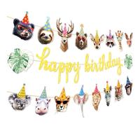 JeVenis decorazioni per feste di compleanno a tema giungla buon compleanno banner safari jungle animal banner ghirlanda di carta
