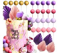 JeVenis decorazioni per torte rosa viola foglie di palma rosa viola decorazione per torte a palline per matrimonio baby shower compleanno