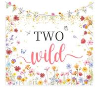 JeVenis Fiore selvatico Sfondo Banner Ragazze Due Wild Compleanno Decorazione Floreale Tema Banner Il nostro piccolo fiore selvatico sta girando due Compleanno Decor