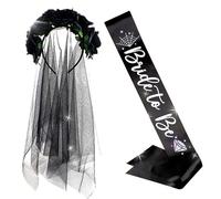 JeVenis goth bride to be sash fascia per capelli con fiori di rosa gotica decorazione per addio al nubilato gotico forniture per feste di addio al nubilato sposa o morte decorazione