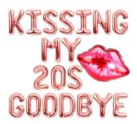JeVenis Kissing My 20s Goodbye Decorations Kissing My 20s Goodbye Banner Balloons 30th Birthday Balloon Dirty 30 Balloon