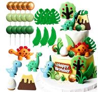 JeVenis lusso decorazioni per torte di piccoli dinosauri dinosauro cupcake topper rex verde tre topper per torte di dinosauri per compleanno babyshower party supplies
