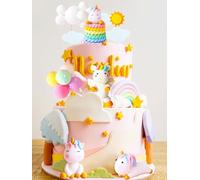 JeVenis Lusso Magico Unicorno Torta Decorazione Arcobaleno Cake Topper per Compleanno - Bomboniere per Ragazza
