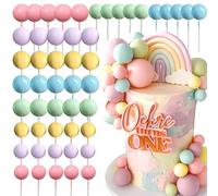 JeVenis macaroon rainbow ball cake toppers colorful rainbow cake topper palline di colore pastello cupcake toppers per compleanno wedding party