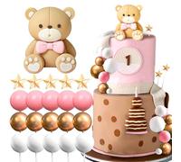 JeVenis Orso Rosa Babyshower Cake Topper - Treno di Orsi Decorazione per Torta di Compleanno