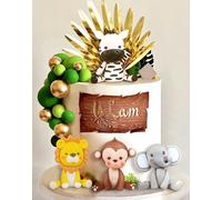 JeVenis Palline Verde Salvia Decorazione Torta Giungla Animali Safari Uno Selvaggio Due Selvaggi Cake Topper Giraffa Scimmia