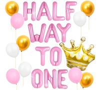 JeVenis Principessa Halfway to One Palloncini 6 Mesi Decorazioni 1/2 Compleanno Decorazioni Mezza Festa di Compleanno Forniture