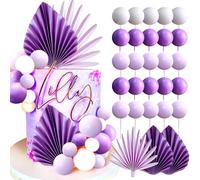 JeVenis purple rose cake topper foglie di palma decorazione per torta nuziale doccia compleanno decorazione per torta nuziale