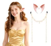 JeVenis rinascimento costume elfo guanti corona fata bosco fascia fronte orecchie elfo elfo bosco rinascimento halloween matrimonio festa sposa