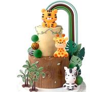 JeVenis Sage Green - Decorazione per torta con animali, giungla, feste e bambini, baby shower