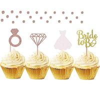 JeVenis - Set di 36 decorazioni per cupcake con scritta"Bride to Be", con brillantini, per matrimonio, fidanzamento, matrimonio, doccia