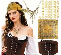 JeVenis Set di accessori per costume da pirata, fascia per capelli, collana con teschio, cintura in vita, costume da capitano di Halloween, carnevale, festival musicale, vestito