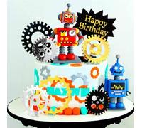 JeVenis topper per torta robot decorazione per torta di buon compleanno con robot ingranaggio cake topper
