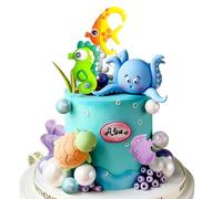 JeVenis toppers per torte sotto il mare cupcake toppers con animali dell'oceano decorazioni per feste sotto il mare decorazioni per la torta della festa di compleanno babyshower a tema oceano e mare