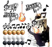 JeVenis Torta Nera Disco Chitarra Compleanno Musicale Festa Discoteca Rock Roll