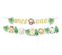 JeVenis wild one giungla compleanno festa decorazione buon compleanno striscione safari foresta animale striscione carta ghirlanda