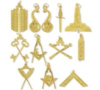 JEVVY CRAFTS Set di 12 collari massonici blu per ufficiale, con eleganti gioielli dorati, regalia ufficiale per la leadership di Lodge, Acciaio inossidabile, Nessuna pietra preziosa