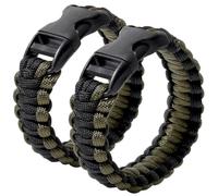 Jewboo 2 braccialetti da uomo in paracord di sopravvivenza, in corda di poliestere, intrecciati, per emergenze all'aperto, per uomini e donne, Tessuto, Nessuna pietra preziosa