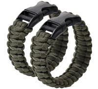 Jewboo 2 braccialetti da uomo in paracord di sopravvivenza, in corda di poliestere, intrecciati, per emergenze all'aperto, per uomini e donne, Tessuto, Nessuna pietra preziosa