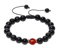 Jewboo Braccialetti con iniziali per donne e uomini fatti a mano ossidiana nera agata rossa lettera braccialetti dell'amicizia braccialetti di perline braccialetti per coppie unisex regali