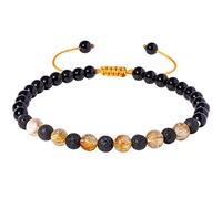Jewboo Cavigliera in ossidiana naturale/pietra lavica con diffusore di oli essenziali, allevia l'ansia e lo stress, cavigliera da donna, con perline da 6 mm, gioiello da piede con perline (citrino)