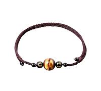 Jewboo Collana girocollo in vera pietra occhio di tigre con perle di agata nera, per donne e uomini, con pietre preziose e ciondolo con cristalli