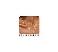 JeweBella 2 PCS Collana Oro Donna Girocollo Donna Acciaio Inossidabile Collana Ciondolo Pietra di Nascita Collana Catena Girocollo Oro Collana Catena Snake Donna Impilabile Collana Girocollo Gioielli