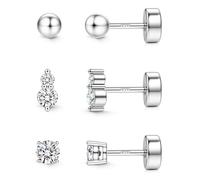 JeweBella 3 Paia Orecchini Donna Argento 925 Oro Placcato 14K Piccoli Orecchini Set Orecchini Lobo Impilabili Piercing Trago Helix Orecchini Donna Oro/Argento