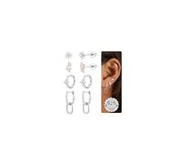 JeweBella 4 Paia Orecchini da Donna Argento 925 Orecchini Cerchio Cartilagine Anallergici Set Orecchini Placcati Oro 18K Zircone Punto Luce Orecchini Pendenti(Oro/Argento)