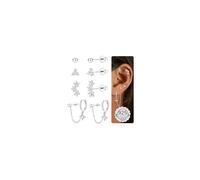 JeweBella 4 Paia Orecchini da Donna Argento 925 Orecchini Cerchio Cartilagine Anallergici Set Orecchini Placcati Oro 18K Zircone Punto Luce Orecchini Pendenti(Oro/Argento)