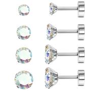 JeweBella 4 Paia Orecchini Titanio G23 per Donna Uomo orecchino Anallergici Donna Piercing Orecchio Set Zircone Cartilagine Helix per Piercing Multipli 2/3/4/5MM