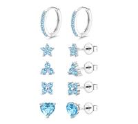 JeweBella 5 Paia Orecchini Donna Argento Anallergici Orecchini Oro Placcato Orecchini Cerchio Set Orecchini Donna Argento 925 Ago Fiore Cuore per Orecchini Donna Bambina Multicolore Set di Orecchini