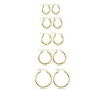 JeweBella 5Paia Set Orecchini a Cerchio Piccoli per Donna Bambina Ragazze Acciaio Inossidabile Anallergici Cartilagine Orecchini a Cerchio Sleeper Orecchini Cerchio Argento Donna Ragazze