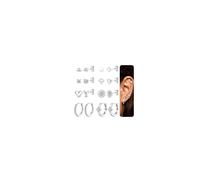 JeweBella 8 Paia Orecchini Piccoli per Donna Oro 14K Cuore Zirconi Cubici Orecchini a Lobo e Orecchini a Cerchio Set Ipoallergenici Piercing Orecchio Cartilagine Argento/Oro