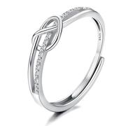 JeweBella Anelli Donna Argento 925, Regolabile Anelli con Nodo d'Amore in Argento 925, Aenlli Anniversario, Anelli di Fidanzamento, Anelli Argento Donna, Anelli Promessa Regalo Argento/Oro/Oro Rosa
