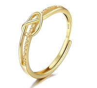 JeweBella Anelli Donna Argento 925, Regolabile Anelli con Nodo d'Amore in Argento 925, Aenlli Anniversario, Anelli di Fidanzamento, Anelli Argento Donna, Anelli Promessa Regalo Argento/Oro/Oro Rosa