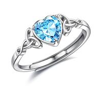 JeweBella Anelli Donna Argento 925 Regolabili Anello Cuore Pietra di Nascita Anello Fidanzamento Anello Fedine Nuziali Anelli Matrimonio Anelli Promessa Regalo di Anniversario con Confezione Regalo