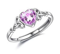 JeweBella Anelli Donna Argento 925 Regolabili Anello Cuore Pietra di Nascita Anello Fidanzamento Anello Fedine Nuziali Anelli Matrimonio Anelli Promessa Regalo di Anniversario con Confezione Regalo