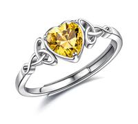 JeweBella Anelli Donna Argento 925 Regolabili Anello Cuore Pietra di Nascita Anello Fidanzamento Anello Fedine Nuziali Anelli Matrimonio Anelli Promessa Regalo di Anniversario con Confezione Regalo