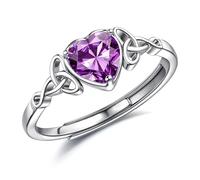 JeweBella Anelli Donna Argento 925 Regolabili Anello Cuore Pietra di Nascita Anello Fidanzamento Anello Fedine Nuziali Anelli Matrimonio Anelli Promessa Regalo di Anniversario con Confezione Regalo